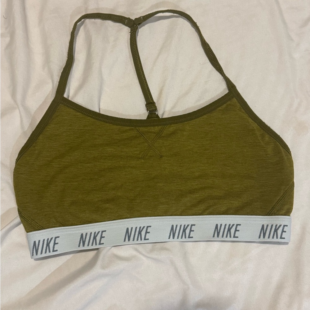 Nike Khaki Sports Bra with Gray Band
